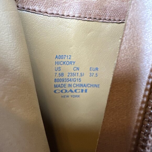 Coach Hickory Saddle Brown Leather Stiletto High Heels Ankle Boots - Picture 6 of 11